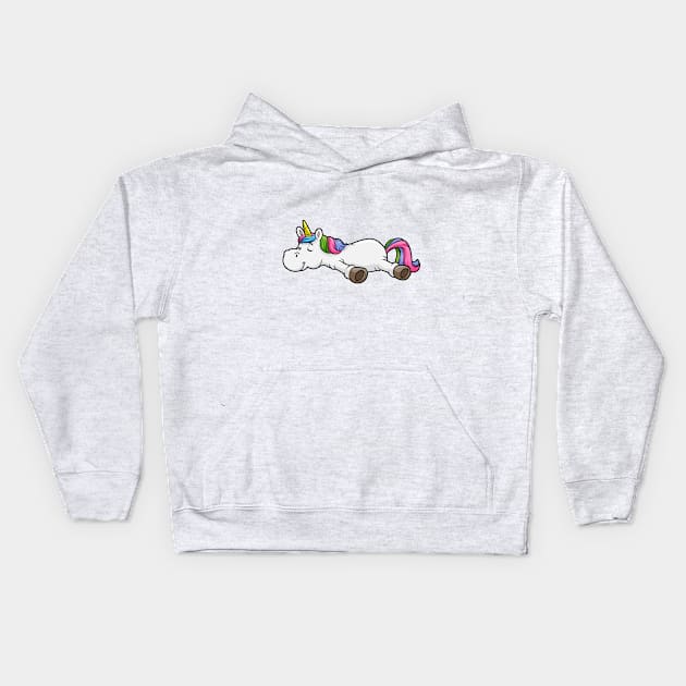 Tired unicorn is sleeping Kids Hoodie by Markus Schnabel